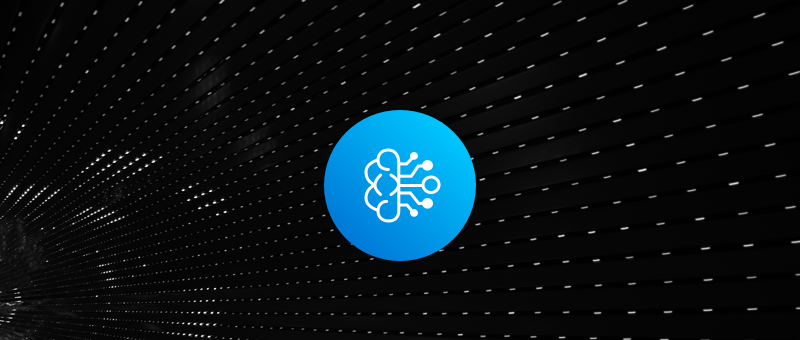 Machine Learning Icon auf Lichteffekten mit Dunklem Hintergrund