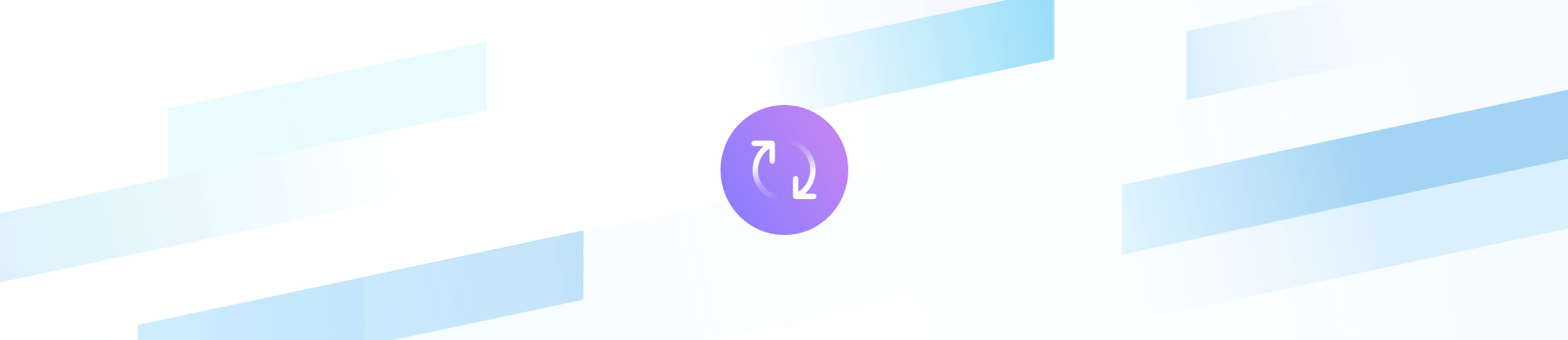 Heller Hintergrund mit einem Lila Symbol mit zwei Pfeilen im Kreis