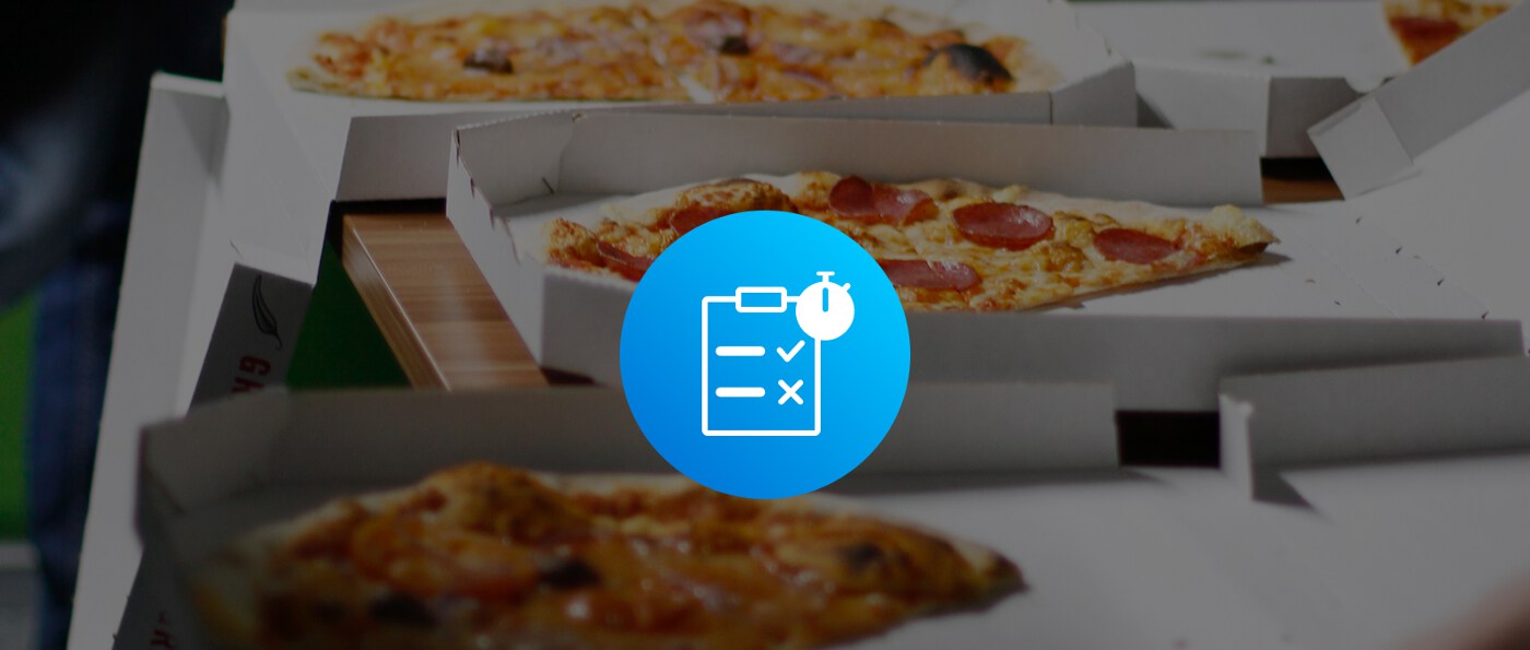 Usability Testessen und Bild mit Pizza im Hintergrund
