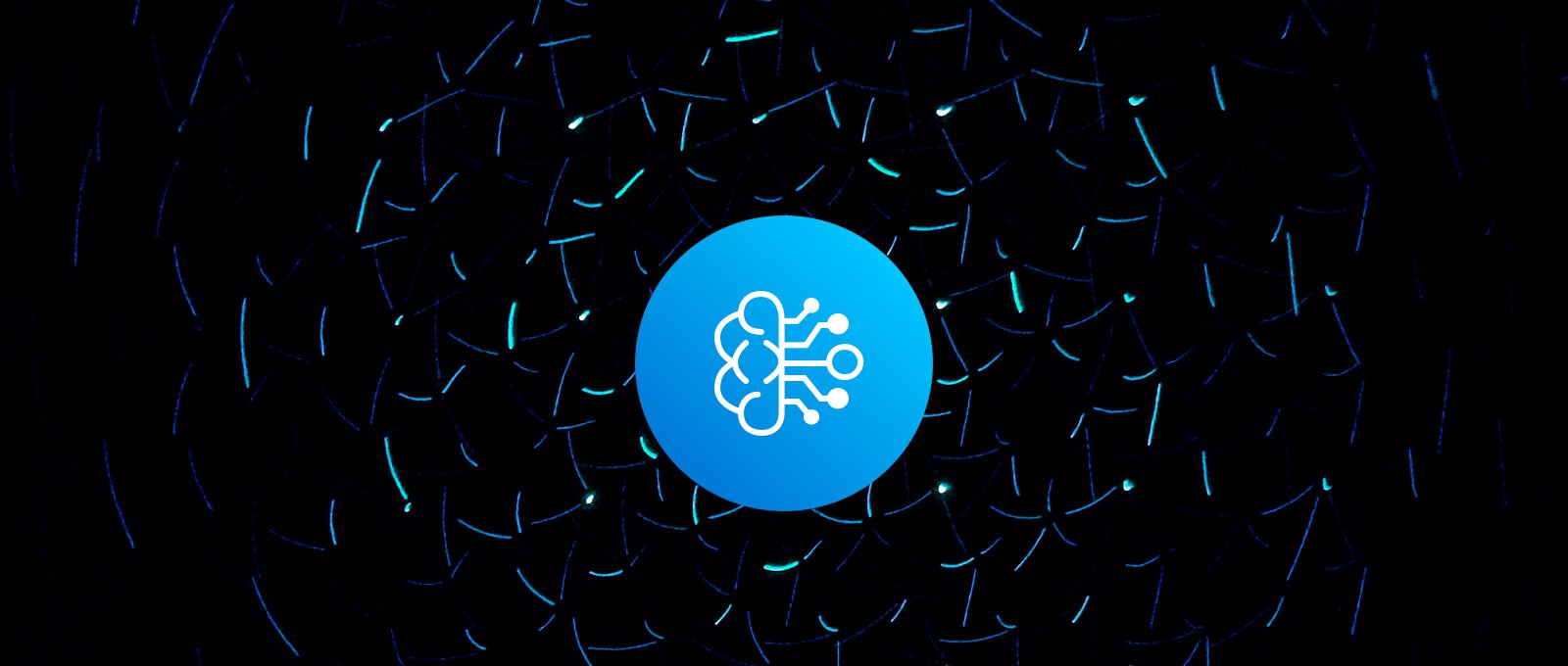 Machine Learning Icon auf Lichteffekten mit Dunklem Hintergrund