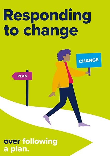 Responding to change over following a plan.